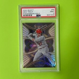 2022 Panini Select Phenomenon Holo Silver Mike Trout P6 Los Angeles Angels PSA 9